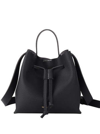 Γυναικεία PU Bucket Bag — κάθετη τετράγωνη σιλουέτα, στυλ αστικής απλότητας, κλείσιμο με κορδάνι, θήκη για κινητό