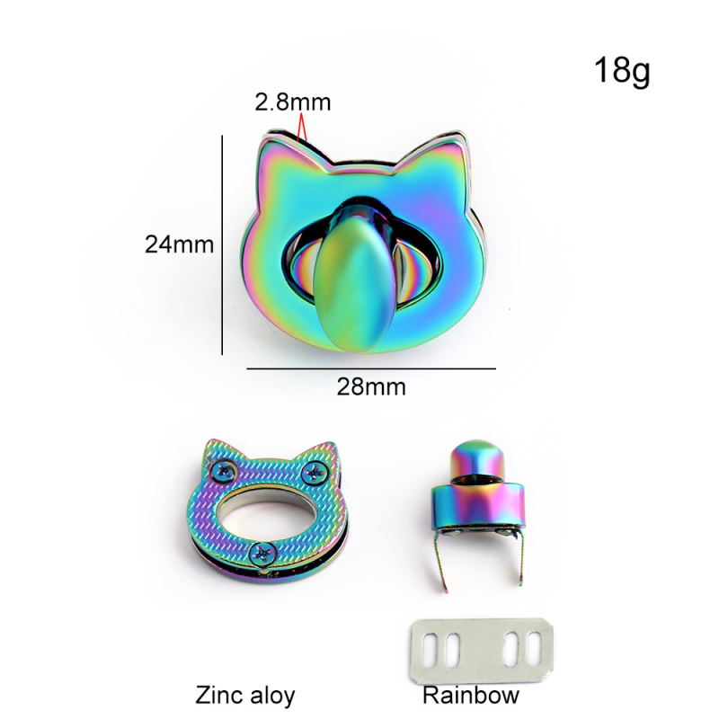 Κλειδαριά στροφής με κεφαλή γάτας, κράμα ψευδάργύρου, ηλεκτροχρωμιωμένη επιφάνεια, ανθεκτική στο ξεθώριασμα, δεύτερη γενιά – Αξεσουάρ βαλίτσας