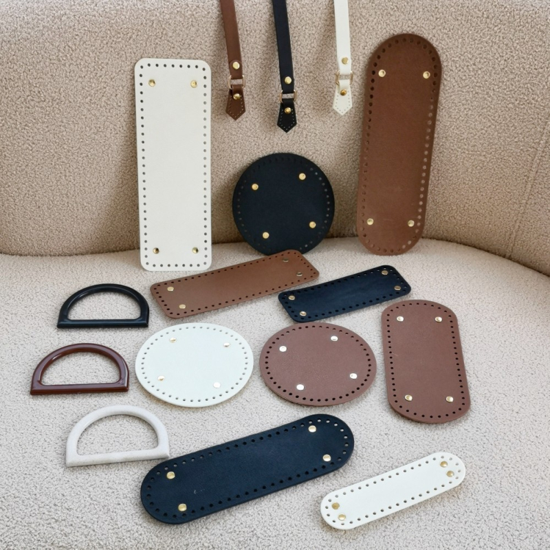 DIY rankų audimo maišelio priedas su D formos imitacijos medžio rankena