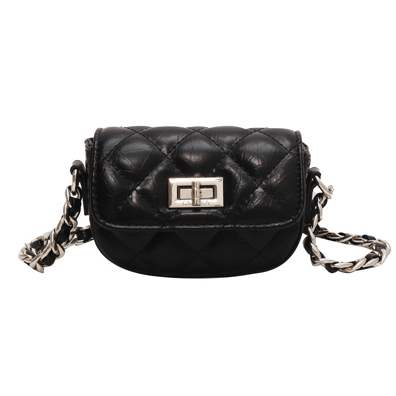 Crossbody táska láncos pánttal, PU anyag, vízszintes négyzet alakú, zárókapocs, zseb a telefon számára