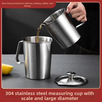 304 nerūdijančio plieno matavimo puodelis su graduota skale latte art pieno arbatai, virtuvės kepimui su storinto dizaino