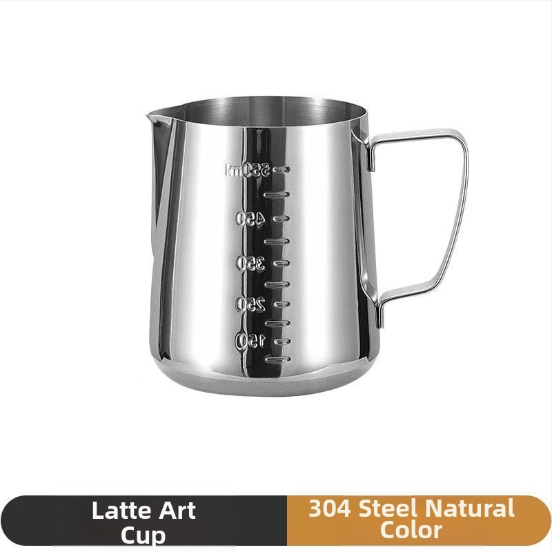 304 nerūdijančio plieno matavimo puodelis su graduota skale latte art pieno arbatai, virtuvės kepimui su storinto dizaino