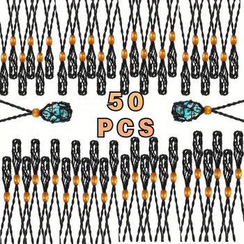 Κολιέ από κλωστή κεριού με πλεγτή αλυσίδα και κρεμαστό με δίχτυ, χειροποίητο, βάρος 6 γρ