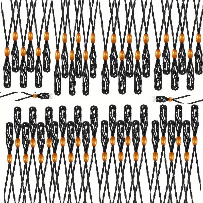 Colier unisex din ață de ceară, lanț împletit și pandantiv cu plasă, lucrat manual, greutate 6 g