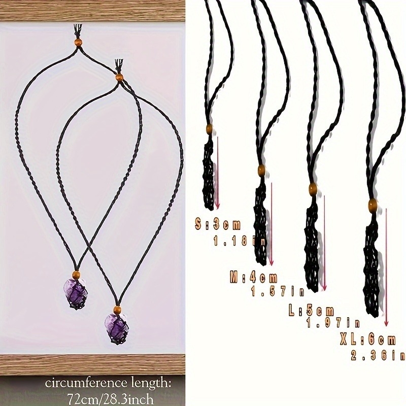 Colier unisex din ață de ceară, lanț împletit și pandantiv cu plasă, lucrat manual, greutate 6 g