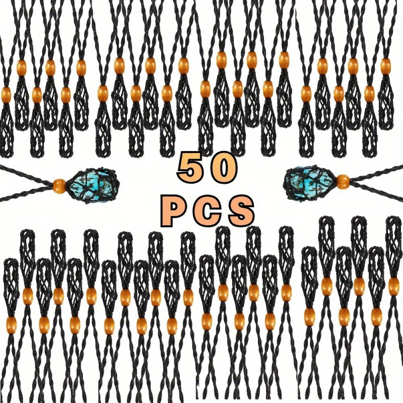 Colier unisex din ață de ceară, lanț împletit și pandantiv cu plasă, lucrat manual, greutate 6 g