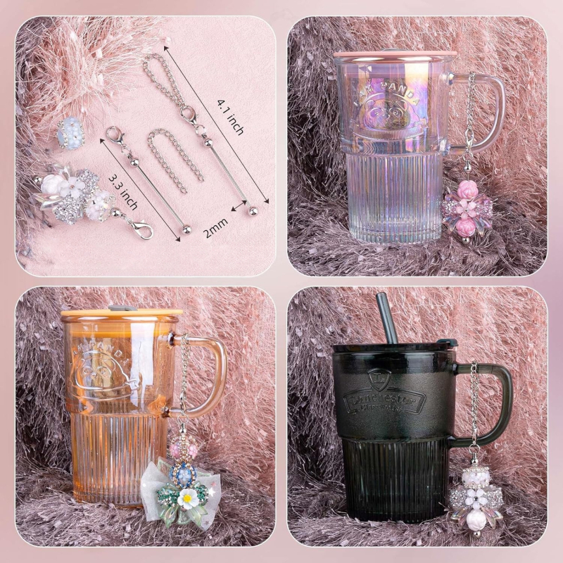 Korálkový rodový prívesok na kľúče — pohárový tvar, kov, elektrolytická povrchová úprava, Chengying, zima 2024