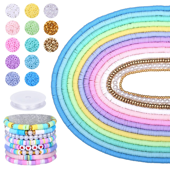 Σετ χαντρών από πολυμερικό πηλό με μιμητικό μαργαριτάρι, στρογγυλές χάντρες σε στυλ Μπαρόκ, 10 τεμάχια