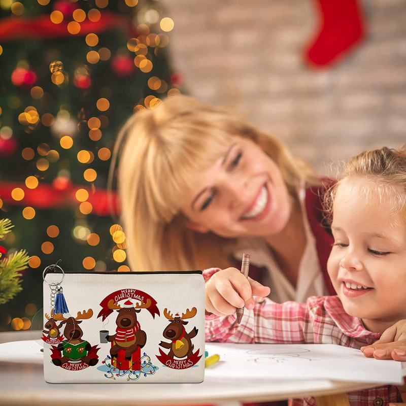 Geantă de machiaj din pânză cu fermoar, multifuncțională, model X-0602022006, stil modern minimalist