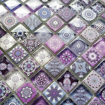 Μωσαϊκό από κρυστάλλινο γυαλί με inkjet εκτύπωση για τοίχους μπάνιου και κουζίνας, απλός και μοντέρνος σχεδιασμός