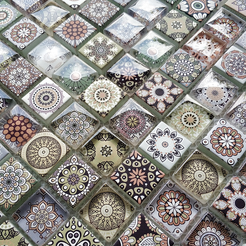 Μωσαϊκό από κρυστάλλινο γυαλί με inkjet εκτύπωση για τοίχους μπάνιου και κουζίνας, απλός και μοντέρνος σχεδιασμός