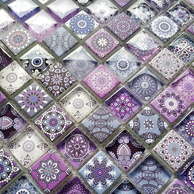 Μωσαϊκό από κρυστάλλινο γυαλί με inkjet εκτύπωση για τοίχους μπάνιου και κουζίνας, απλός και μοντέρνος σχεδιασμός