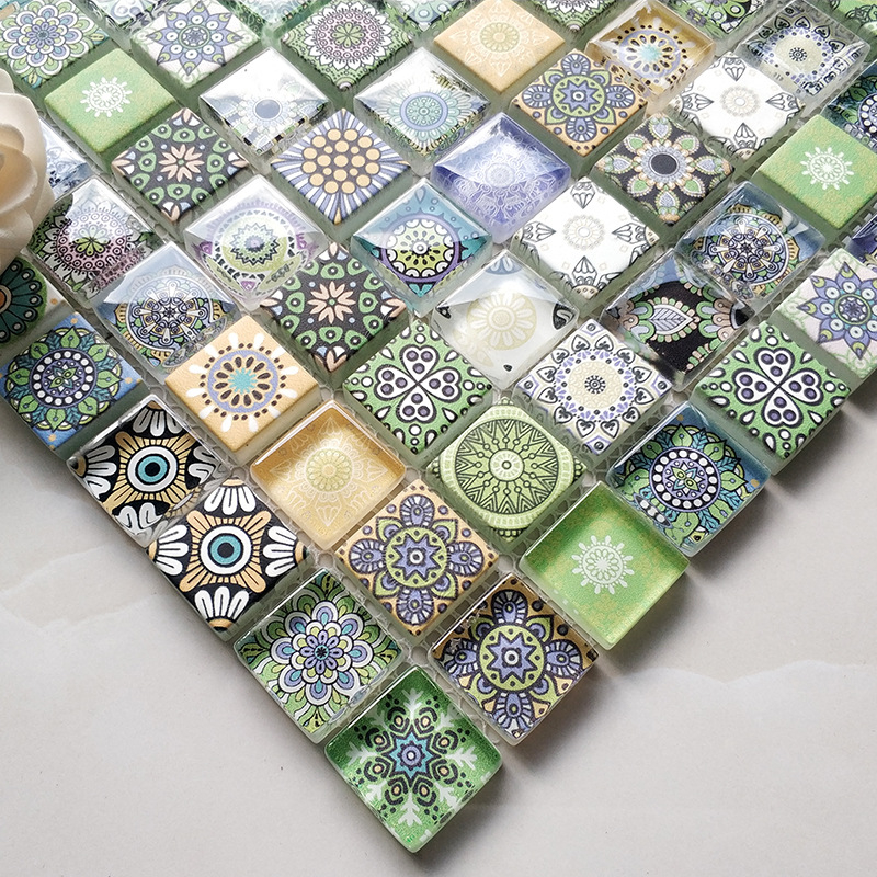 Μωσαϊκό από κρυστάλλινο γυαλί με inkjet εκτύπωση για τοίχους μπάνιου και κουζίνας, απλός και μοντέρνος σχεδιασμός