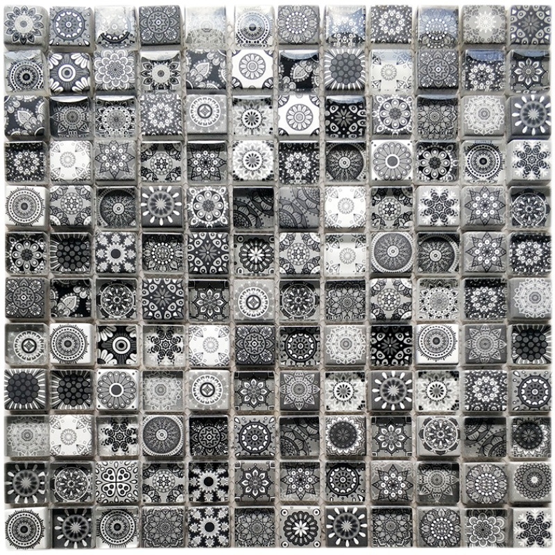 Μωσαϊκό από κρυστάλλινο γυαλί με inkjet εκτύπωση για τοίχους μπάνιου και κουζίνας, απλός και μοντέρνος σχεδιασμός