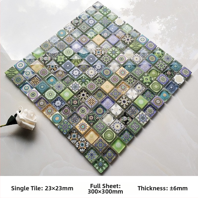 Μωσαϊκό από κρυστάλλινο γυαλί με inkjet εκτύπωση για τοίχους μπάνιου και κουζίνας, απλός και μοντέρνος σχεδιασμός