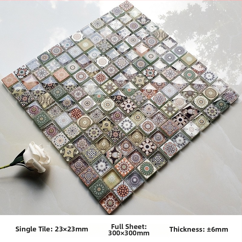 Μωσαϊκό από κρυστάλλινο γυαλί με inkjet εκτύπωση για τοίχους μπάνιου και κουζίνας, απλός και μοντέρνος σχεδιασμός