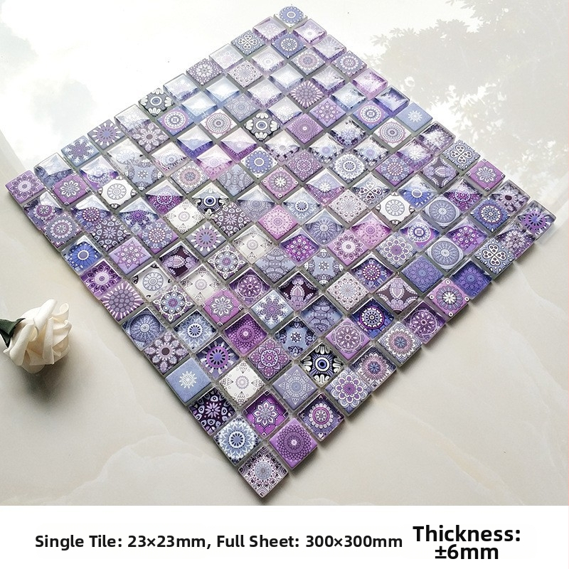 Μωσαϊκό από κρυστάλλινο γυαλί με inkjet εκτύπωση για τοίχους μπάνιου και κουζίνας, απλός και μοντέρνος σχεδιασμός