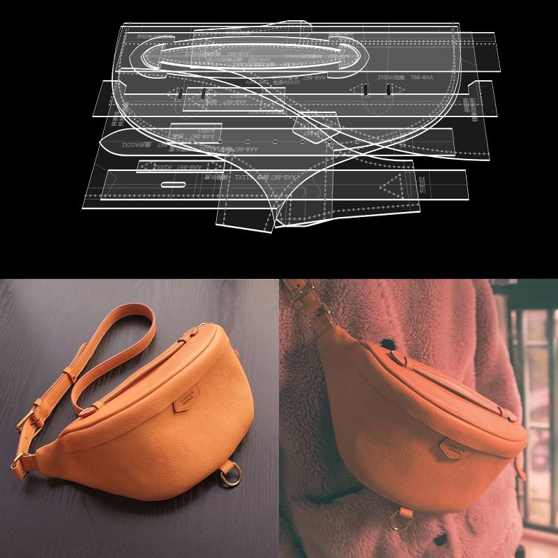 DIY акрилен патерн за чанта на гърдите – картонен модел без изрязване