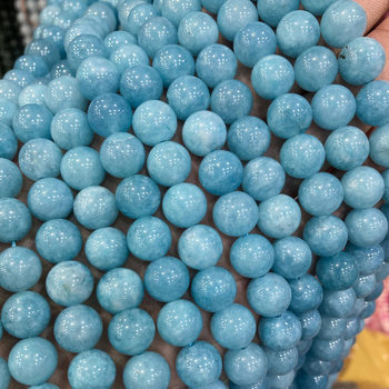 Akvamarīna pērlītes rotaslietu ražošanai, pulētas, apaļas formas, Jiaoyun zīmols