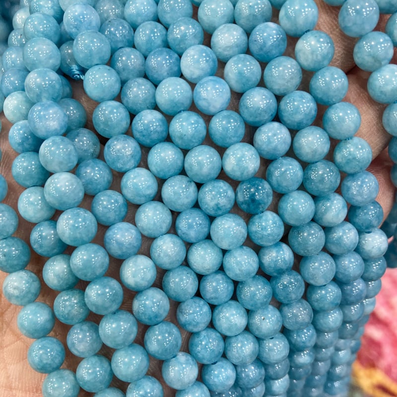 Akvamarīna pērlītes rotaslietu ražošanai, pulētas, apaļas formas, Jiaoyun zīmols