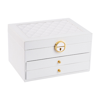 Deimantinės formos odinė juvelyrinių dirbinių dėžutė su spyna – 3 sluoksniai, stalinis saugojimas, antioksidacija, dulkių atspari, nešiojama