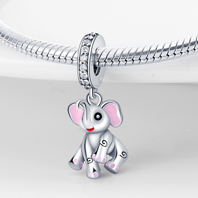 Pandantiv elefant pentru bijuterii DIY – placare cu argint, finisaj ulei picurat, design original