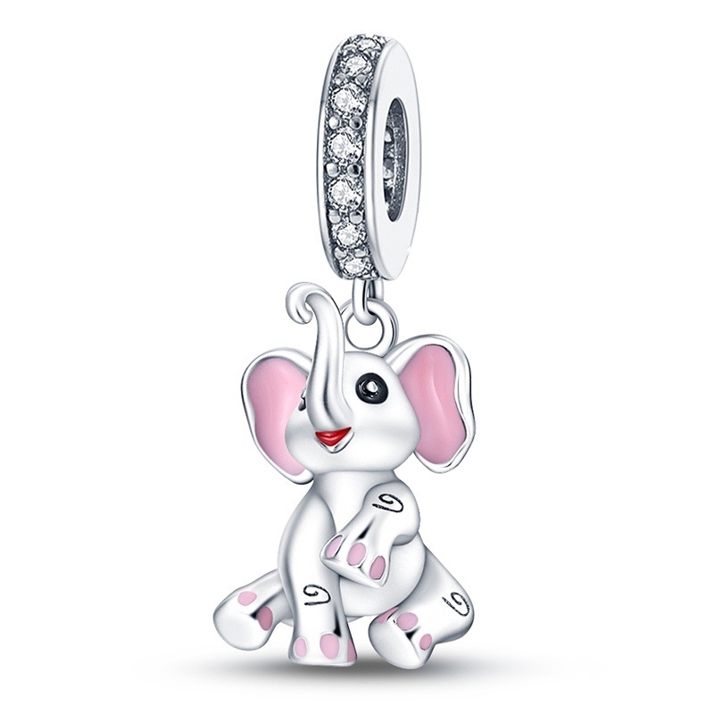 Pandantiv elefant pentru bijuterii DIY – placare cu argint, finisaj ulei picurat, design original