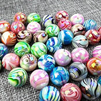 Akrila pērles DIY rotaslietu ražošanai – virsma ar ūdens rakstu un sajaukts pārklājums