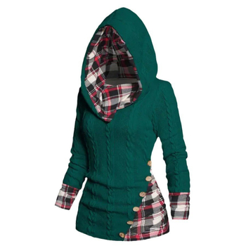 Γυναικείο hoodie πλεκτό με στριφτή πλέξη, μακριά μανίκια, πολυεστέρας, λεπτομέρεια ραφής με συγκόλληση