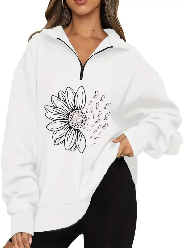 Moteriški marškinėliai polo su užtrauktuku, 3D raštas, poliesterio-spandekso, tiesus siluetas, vidutinio ilgio, žiema 2023