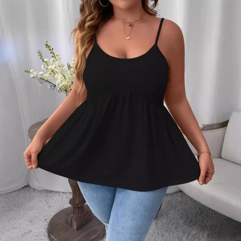 finjani Moteriška vasaros suknelė sling stiliumi, aukštas juosmuo, neatsiejamos petnešos, įprasto ilgio 50–65 cm, poliesterio audinys 95%+