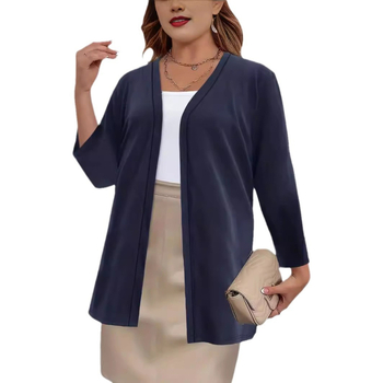 Γυναικείος cardigan από πολυεστέρα, ανοιχτή μπροστά, V-λαιμό, μακριά μανίκια, ελαφρύ ύφασμα, κανονικό μήκος, casual στυλ, Άνοιξη 2024