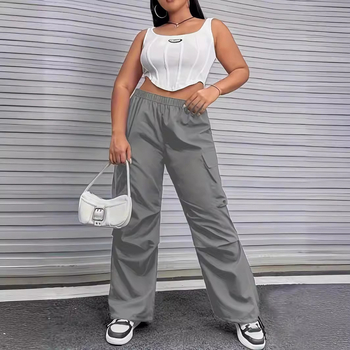 Дамски кежуъл панталони от полиестер, висока талия, прав крак, есенно-зимна колекция 2023, уличен хипстър стил, патчворк шевове.