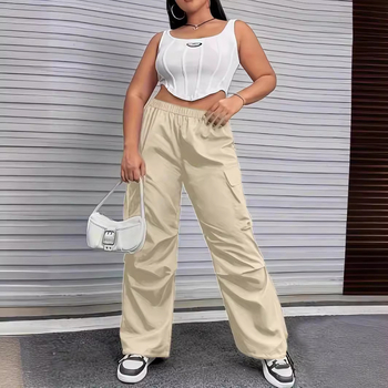 Дамски кежуъл панталони от полиестер, висока талия, прав крак, есенно-зимна колекция 2023, уличен хипстър стил, патчворк шевове.