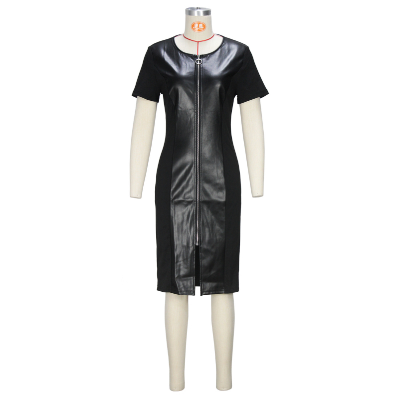 Φούστα με στενή μέση, τύπου ενός βήματος, από συνθετικό δέρμα, σεξουαλικό στυλ για ενήλικες γυναίκες