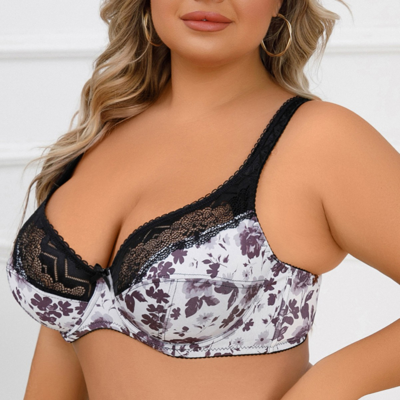 Mezgline liemenėlė, 3/4 puodelio; puodelio forma: viršuje plona, apačioje stora; pečių dirželiai fiksuoti dvigubi; užsegimas nugaroje su dvigubomis kabėmis; pagrindinis audinys: nailonas 90–95%