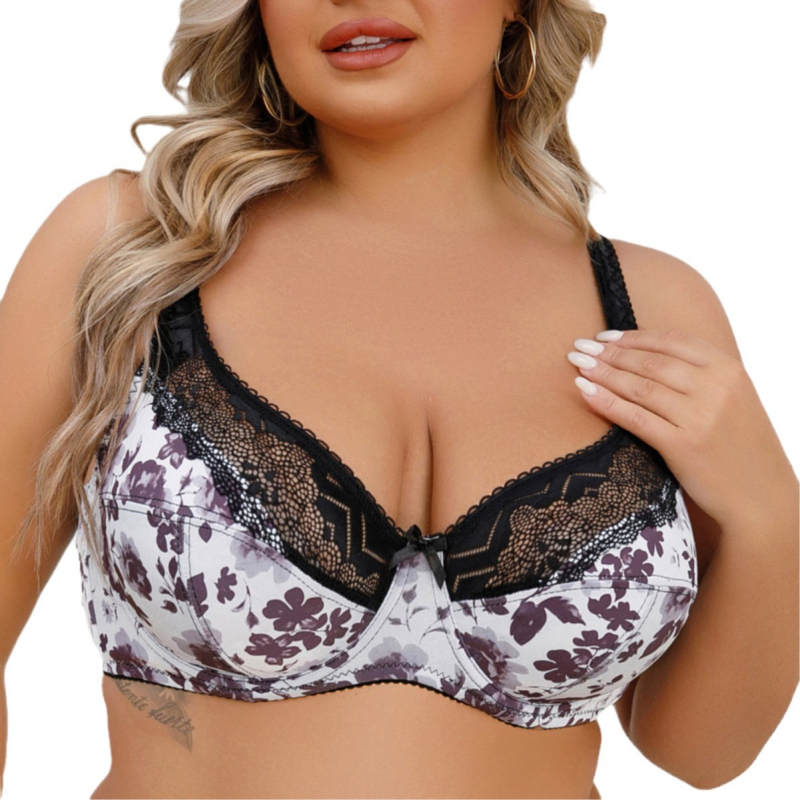 Mezgline liemenėlė, 3/4 puodelio; puodelio forma: viršuje plona, apačioje stora; pečių dirželiai fiksuoti dvigubi; užsegimas nugaroje su dvigubomis kabėmis; pagrindinis audinys: nailonas 90–95%