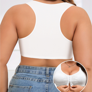 Didelių dydžių belaidė liemenėlė su pilnomis taurėmis, priekinis užsegimas, šoninė parama, reguliuojamos petnešėlės