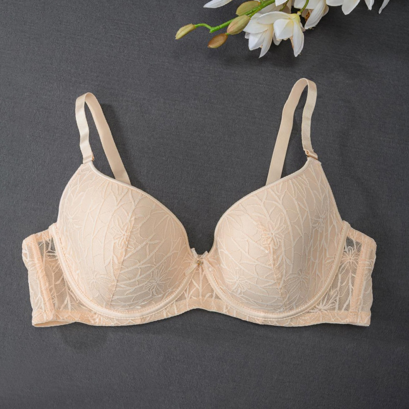 Didelės apimties nėrinių liemenėlė su pilnu puodeliu, viršutinis palaikymas, pagrindinė medžiaga nailonas, pamušalas iš elastano