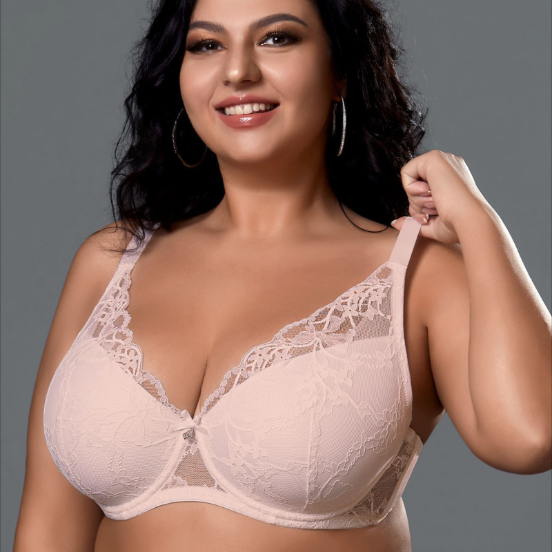 Biustų komplektas su nėrinių raštu ir skaidriu tinklu, su palaikymo kostiumėliu, Push-Up ir tempimas, plonas formuojamas puodelis