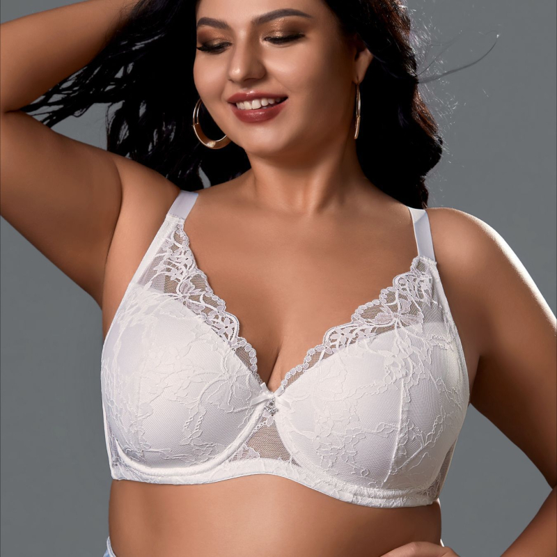 Biustų komplektas su nėrinių raštu ir skaidriu tinklu, su palaikymo kostiumėliu, Push-Up ir tempimas, plonas formuojamas puodelis