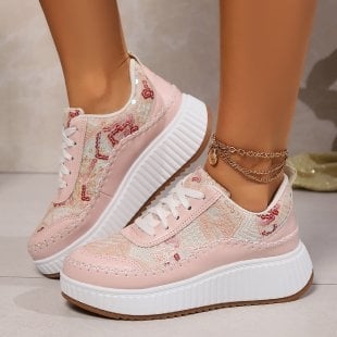 Moteriški platforminiai sportbačiai - PU viršus, gumos padas, suaugusioms moterims, 2024 m. žiemos leidimas