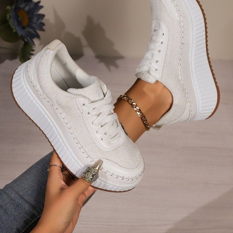 Moteriški platforminiai sportbačiai - PU viršus, gumos padas, suaugusioms moterims, 2024 m. žiemos leidimas