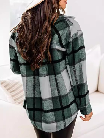 Moteriška languota striukė su apykakle, ilgomis rankovėmis, vidutinio ilgio, laisvas kirpimas – poliesteris, ruduo 2024