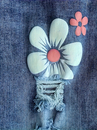 Jeansi pentru femei cu elasticitate mare, imprimeu, talie medie, amestec bumbac-poliester, croială strânsă