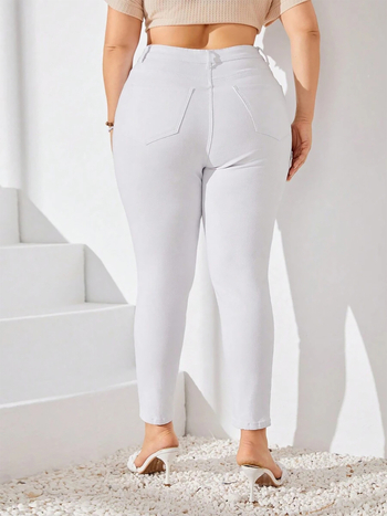 Moteriški tempimo denim siauros kelnes, vidutinio juosmens, medvilnė 50–70% ir poliesteris <30%, ruduo 2024