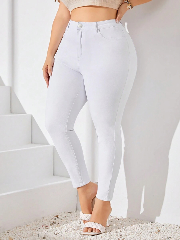 Moteriški tempimo denim siauros kelnes, vidutinio juosmens, medvilnė 50–70% ir poliesteris <30%, ruduo 2024