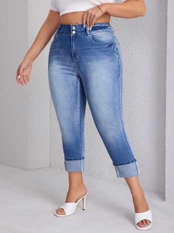 Moteriški aukštos juosmens džinsiniai šortai, siauras kirpimas, 80-90% medvilnės