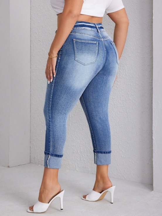 Moteriški aukštos juosmens džinsiniai šortai, siauras kirpimas, 80-90% medvilnės