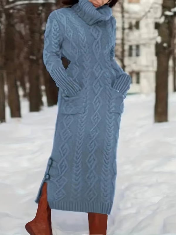 DUTRIEUX Γυναικείο μακρύ φόρεμα-πούλβερ, Υψηλός Λαιμός, Πολυεστέρας, 95%+